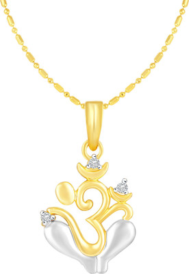 Sukai Jewels Om Ganesh Gold-plated Cubic Zirconia Alloy, Brass Pendant