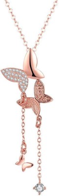 Divastri 18K Rose Gold Plated Butterfly Dual Charm Pendant Gold-plated Metal Pendant