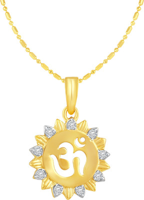 Sukai Jewels OM Gold-plated Cubic Zirconia Alloy, Brass Pendant
