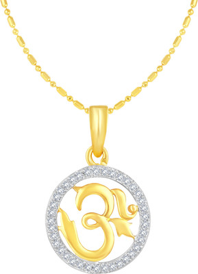 Sukai Jewels OM Gold-plated Cubic Zirconia Alloy, Brass Pendant