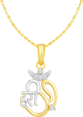 Sukai Jewels Hari OM Gold-plated Cubic Zirconia Alloy, Brass Pendant