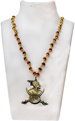 Shiv Jagdamba Chhatrapati Shivaji Maharaj Locket With Jay Bhavani Dhaal Gold cap mala Necklace SPn005004 Copper Copper, Wood Pendant