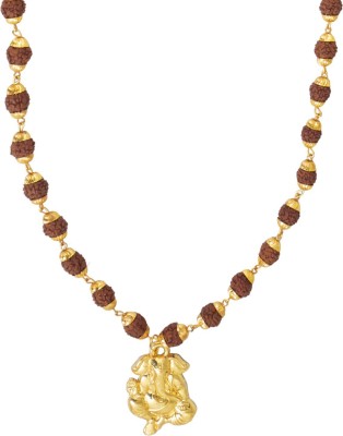 Shining Jewel Shining Jewel 24K Gold Plated Lord Ganesha Pendant with Rudraksha Mala for Men (SJ_2449) Gold-plated Brass Pendant