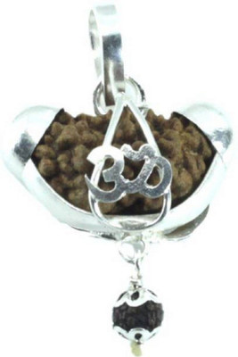 SHIVOHAM 1 Mukhi Rudraksha Silver Cap Wood Locket