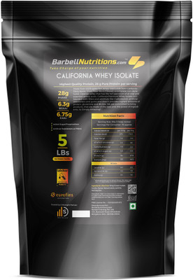 

Barbell Nutritions.com California Whey Isolate Whey Protein(2.27 kg, Ice Cream Vanilla)