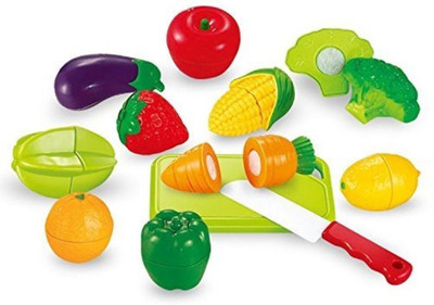 Sunshine Gifting Realistic Sliceable 12 Pcs Fruits and Vegetables Cutting Play Toy Set