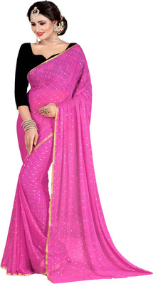 RAJASTHANI BANDEJ Self Design Bollywood Chiffon Saree(Gold)