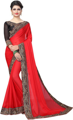 Mansvi Fashion Printed Bollywood Georgette Saree(Red)