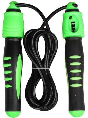 

HAWKISH Rubber Grip Freestyle Skipping Rope(Black, Length: 9.5 inch), Green