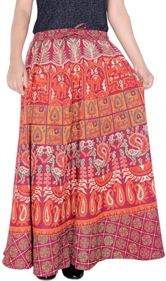 Sttoffa S Animal Print Women Broomstick Maroon Skirt