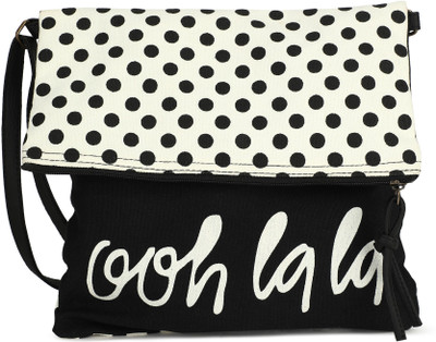 People Women Casual Black, White Canvas Sling Bag