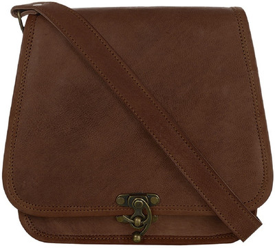

RSN Boys & Girls Casual Brown Genuine Leather Sling Bag