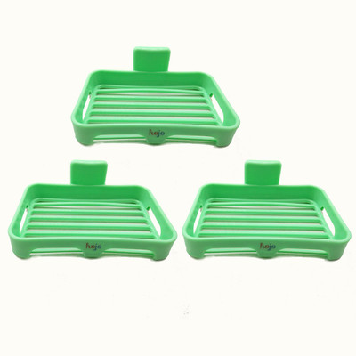 Hojo Soap Box Self Adhesive Traceless Waterproof Kitchen Bathroom Soap Holder Shelf Dish No Drilling Required Pack of 3 (Green)(Green)