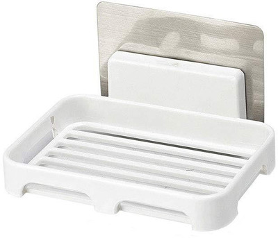 

Hojo Soap Box Self Adhesive Traceless Waterproof Kitchen Bathroom Soap Holder Dish No Drilling Required (White)(White)