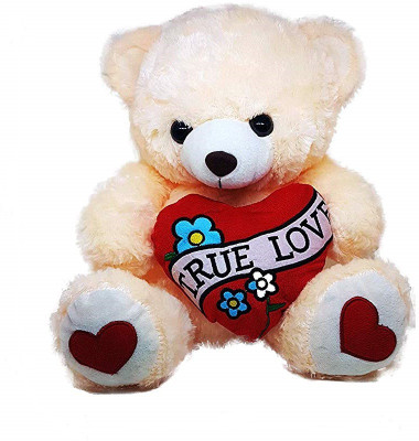 

Charms Gift Basket Teddy Bear Soft and Cuddly Toy with True Love Heart Cream - 30 cm(Cream)