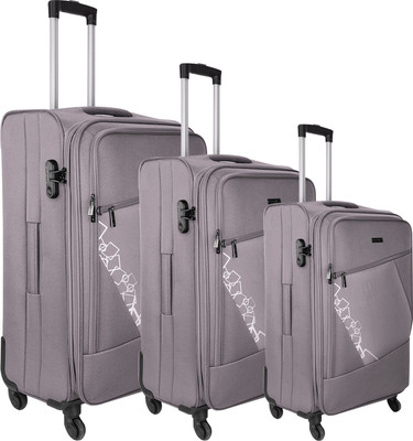 

Nasher Miles Bogota Expander Soft-Side Luggage Set of 3 Grey Trolley|Travel|Tourist Bags (55, 65 & 75 Cm) Expandable Cabin Luggage -  inch(Grey