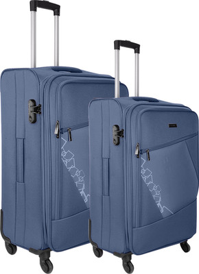

Nasher Miles Bogota Expander Soft-Side Luggage Set of 2 Navy Blue Trolley|Travel|Tourist Bags (55 & 65 Cm) Expandable Cabin Luggage -  inch(Blue