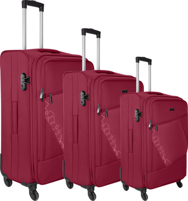 

Nasher Miles Bogota Expander Soft-Side Luggage Set of 3 Maroon Trolley|Travel|Tourist Bags (55, 65 & 75 Cm) Expandable Cabin Luggage -  inch(Red