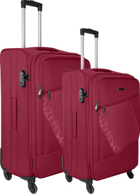 

Nasher Miles Bogota Expander Soft-Side Luggage Set of 2 Maroon Trolley|Travel|Tourist Bags (65 & 75 Cm) Expandable Cabin Luggage -  inch(Red