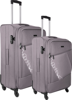 

Nasher Miles Bogota Expander Soft-Side Luggage Set of 2 Grey Trolley|Travel|Tourist Bags (65 & 75 Cm) Expandable Cabin Luggage -  inch(Grey