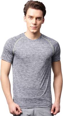 Solid Men Round or Crew Grey T-Shirt