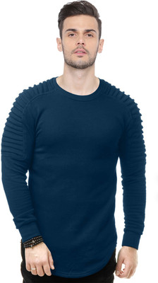 JUST DRESS BETTER Solid Men Round Neck Blue T-Shirt