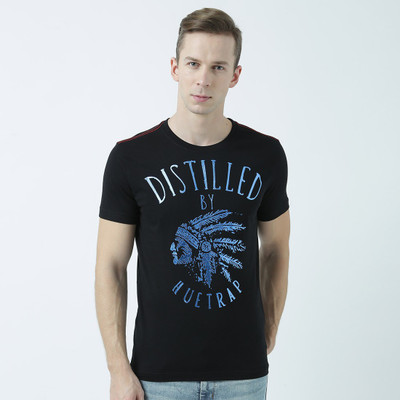 HUETRAP Graphic Print Men Round Neck Black T-Shirt