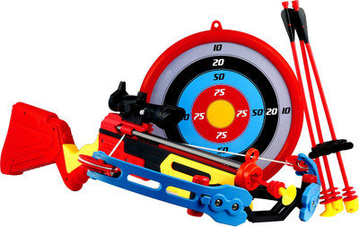 

ToyzIsland Exclusive High Quality 2 IN 1 CROSSBOW AND ARCHERY SET 4 ARROW AND BOARD SIZE 62 CM(Multicolor)