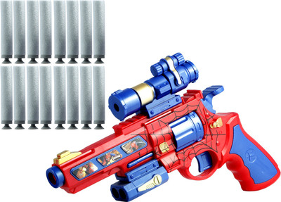 

ToyzIsland Exclusive High Quality SUPER HERO SPACE NERF STYLE GUN WITH 6 SOFT DART WITH MUSIC BATTERY OPPERATED(Multicolor)