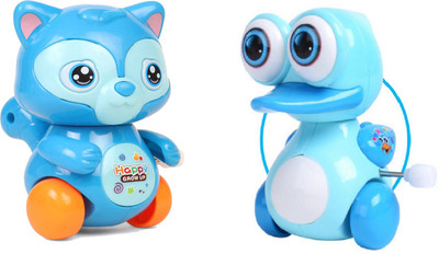 

Emob Cute Duck and Squirrel Shaped Friction Powered Moving Wind Up Chain Toys for kids(Multicolor)
