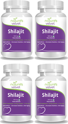 

Natures Velvet Lifecare Shilajit Pure Extract for Youth and Stamina 500 mg, 60 Veggie Capsules - Pack of 4(240 No)
