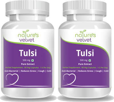 

Natures Velvet Lifecare Tulsi Pure Extract 500 mg, 60 Veggie Capsules - Pack of 2(120 No)