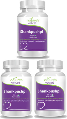 

Natures Velvet Lifecare Shankpushpi Pure Extract 500 mg, 60 Veggie Capsules - Pack of 3(180 No)