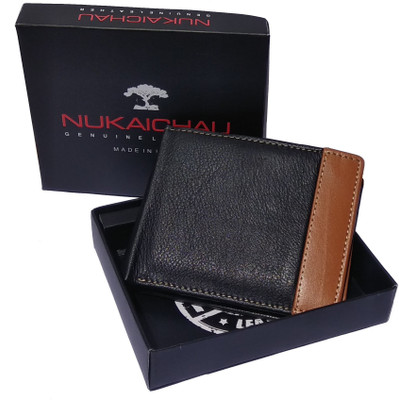 

Nukaichau Men Black, Brown Genuine Leather Wallet(9 Card Slots), Black and brown