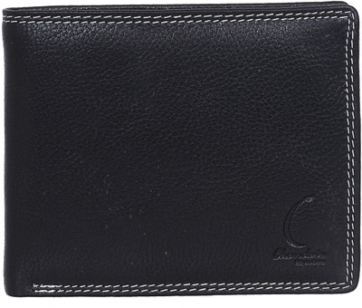 

Chandair Men Black Genuine Leather Wallet(7 Card Slots), Deep black with white double stitch