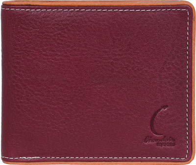 

Chandair Men Brown Genuine Leather Wallet(4 Card Slots), Merlot with orange piping