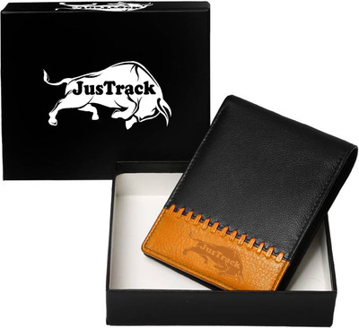 

Justrack Men Black, Tan Genuine Leather Wallet(1 Card Slot)
