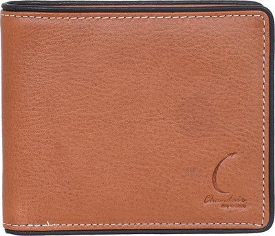 

Chandair Men Brown Genuine Leather Wallet(4 Card Slots), Light brown with black piping