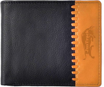 

Justrack Men Black, Tan Genuine Leather Wallet(1 Card Slot)