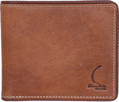 

Chandair Men Brown Genuine Leather Wallet(4 Card Slots), Coral brown with maroon piping