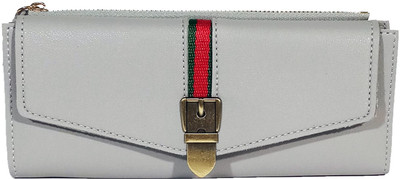 cereta Girls Silver Artificial Leather Wallet(11 Card Slots)
