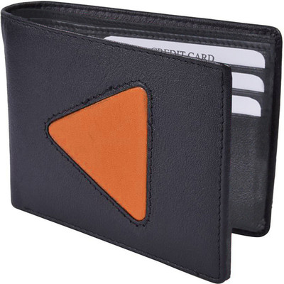 

JusTrack Men Black, Tan Genuine Leather Wallet(8 Card Slots)