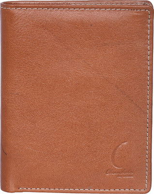 

Chandair Men Orange Genuine Leather Wallet(7 Card Slots), Fire orange with white stitch