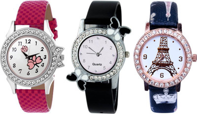 

TRUE KART NEW LOOK Stylish Eiffel Tower & butterfly Printed Dial Leather Belt Combo 103250 Watch - For Women