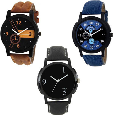 

RTAD Analogue Black Dial Men's & Boy's Watch Leather Strap Combo Pack of 3 Watch - For Men
