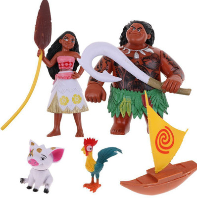 

IndusBay 5PCS Set Adventure Moana Doll Maui Decoration Action Figures Toys Dolls with Pua Hiehie and iconic Boat(Multicolor)