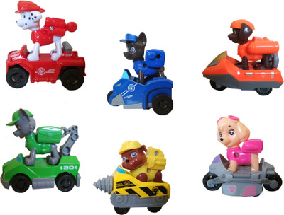 

IndusBay Rescue Mission Paw Pups Set of 6 - Die Case Vehicles & Paw Patrol Pups Marshall , Chase , Rubble, Zuma, Skye & Rocky(Multicolor)