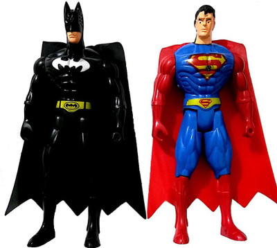 

Reyansh Collection Superman And Batman Super Hero Action Figure Figurine Toy with Led Light- 2 Pc's(Multicolor)