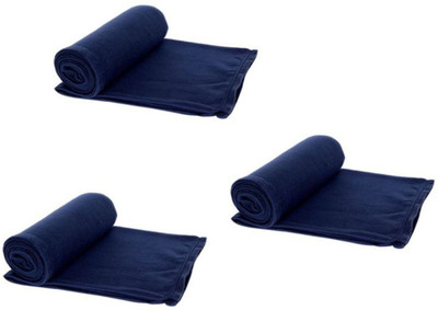 Hot Dealzz Solid Single Fleece Blanket for  AC Room(Polyester, Blue)