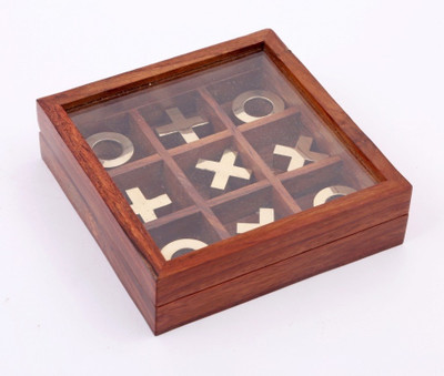 

A2Z Selling Wooden Puzzle Wooden Tic Tac Toe/ Noughts and Crosses Game Unique Handmade Quality Wood Family Board Games with glass LID (Size : 12.6X12.6X3.8 CMS) Board Game